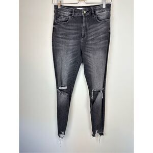 DL1961 Women's Size 27 Farrow Instaslim Ankle Jean Light Smoke Black Distressed